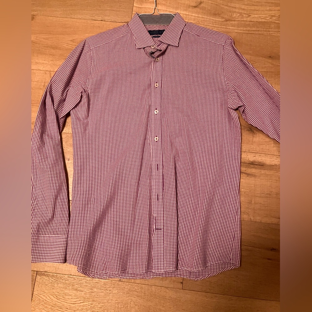 Lipson purple gingham casual dress shirt.